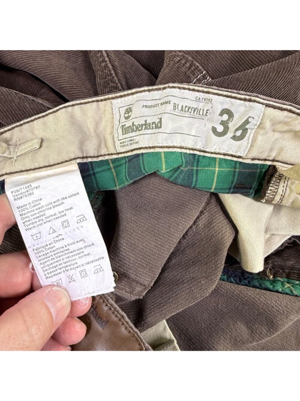 VTG Timberland Blacksville Brown Corduroy Trousers Pants 36X30 Workwear EUC - Picture 4 of 12